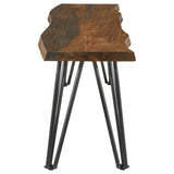 Neve Live Edge Wood Dining Bench Hairpin Legs Grey Sheesham | Brown | Grey Sheesham | 193863