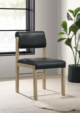 Kehoe Upholstered Dining Side Chair Black and Natural Oak (Set of 2) | Brown | Natural Oak / Black | 193922NAT