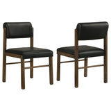 Kehoe Upholstered Dining Side Chair Black and Walnut (Set of 2) | Brown | Walnut / Black | 193922WAL