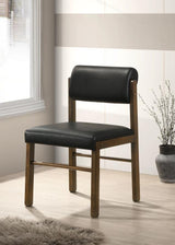 Kehoe Upholstered Dining Side Chair Black and Walnut (Set of 2) | Brown | Walnut / Black | 193922WAL