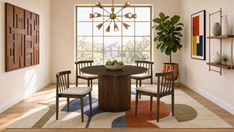 Hamlyn 5-piece Round Wood Dining Set Wheat and Black