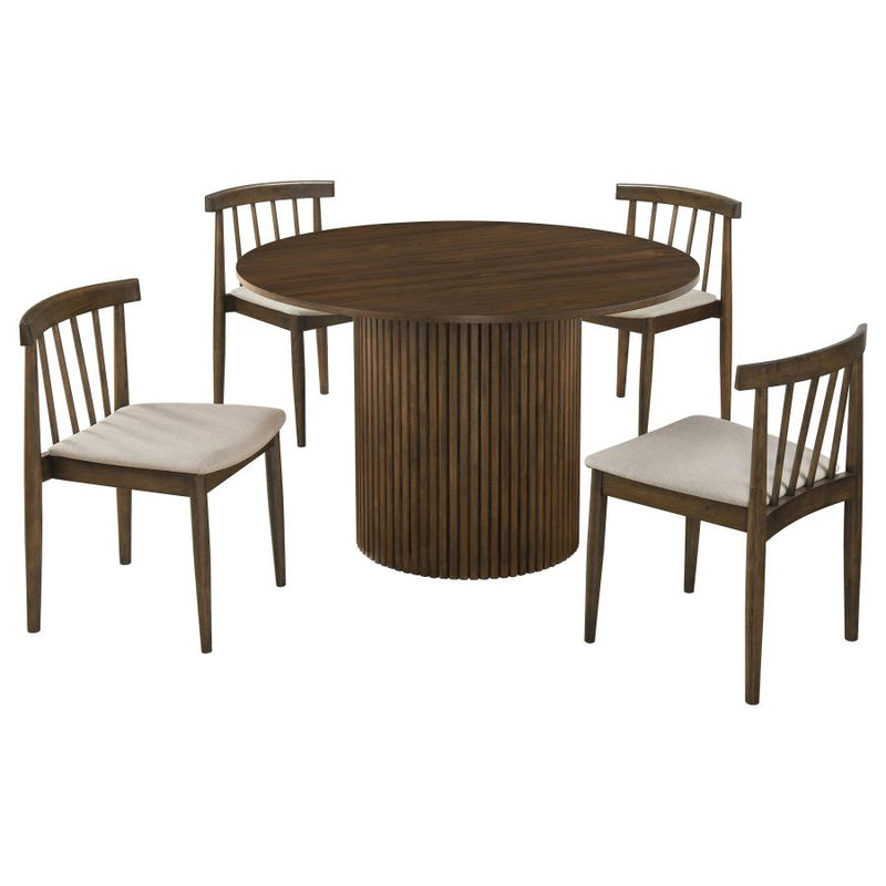 Hamlyn 5-piece Round Wood Dining Set Wheat and Black