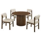 Hamlyn 5-piece Round Wood Dining Set Cream and Walnut | Brown | Walnut / Cream | 193930WAL-S5B