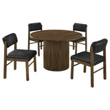 Hamlyn 5-piece Round Wood Dining Set Black and Walnut | Brown | Walnut / Black | 193930WAL-S5C