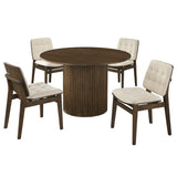 Hamlyn 5-piece Round Wood Dining Set Cream and Walnut | Brown | Walnut / Cream | 193930WAL-S5D