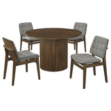 Hamlyn 5-piece Round Wood Dining Set Grey and Walnut | Brown | Walnut / Grey | 193930WAL-S5E