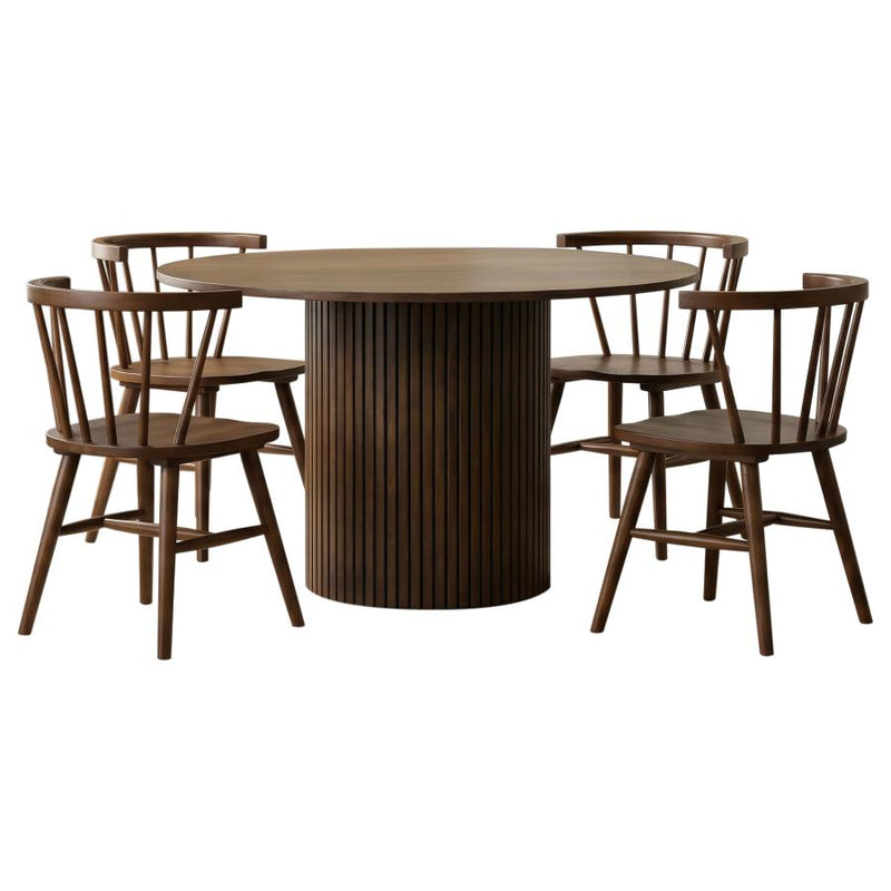 Hamlyn 5-piece Round Wood Dining Set Black