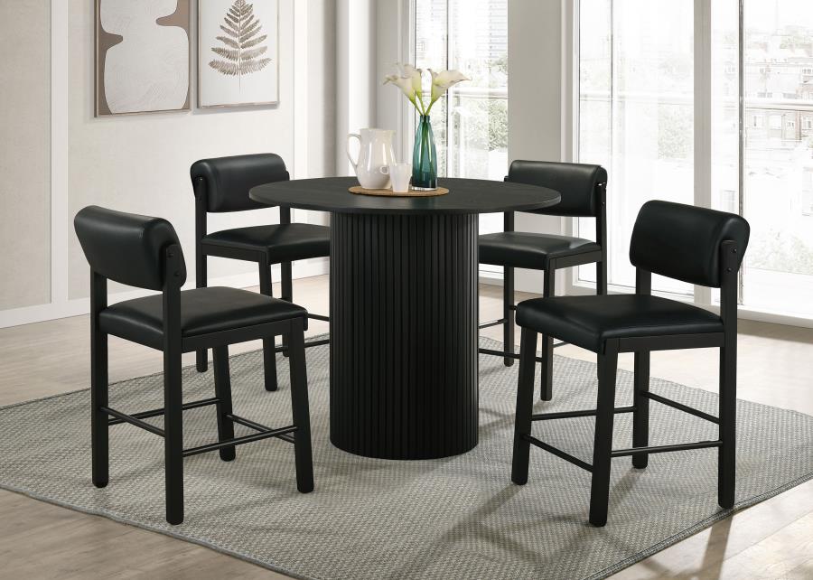 Hamlyn 5-piece Round Wood Counter Height Dining Set Black | Black | 193938BLK-S5C