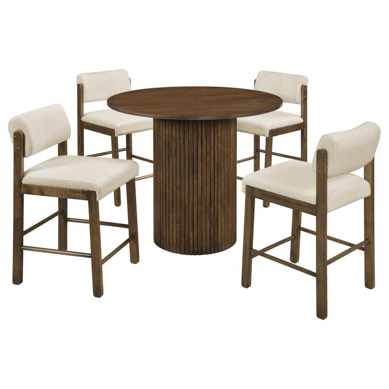 Hamlyn 5-piece Round Wood Counter Height Dining Set Cream and Black