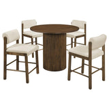 Hamlyn 5-piece Round Wood Counter Height Dining Set Cream and Walnut | Brown | Walnut / Cream | 193938WAL-S5B
