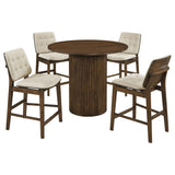 Hamlyn 5-piece Round Wood Counter Height Dining Set Cream and Walnut | Brown | Walnut / Cream | 193938WAL-S5D