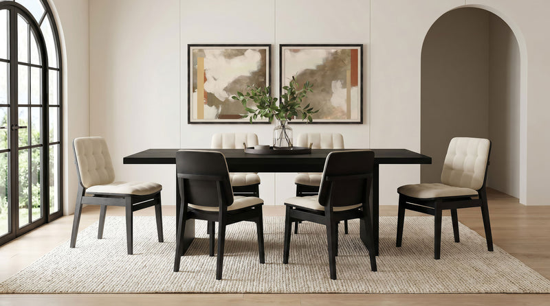 Decker 7-piece 82-inch Rectangular Dining Set Black and Walnut