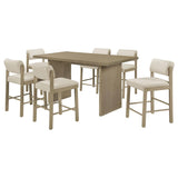 Decker 7-piece 70-inch Rectangular Counter Height Dining Set Cream and Natural Oak | Beige | Natural Oak / Cream | 193958NAT-S7B