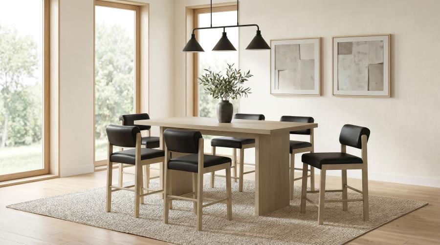 Decker 7-piece 70-inch Rectangular Counter Height Dining Set Black and Natural Oak | King | Beige | Natural Oak / Black | 193958NAT-S7C