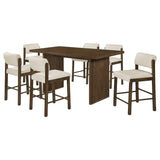 Decker 7-piece 70-inch Counter Height Dining Set Cream and Walnut | Brown | Dark Walnut / Cream | 193958WAL-S7B