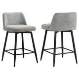 Mellor Fabric Upholstered Swivel Counter Chair Grey (Set of 2) | Full | Grey | Grey / Matte Black | 193999LGR