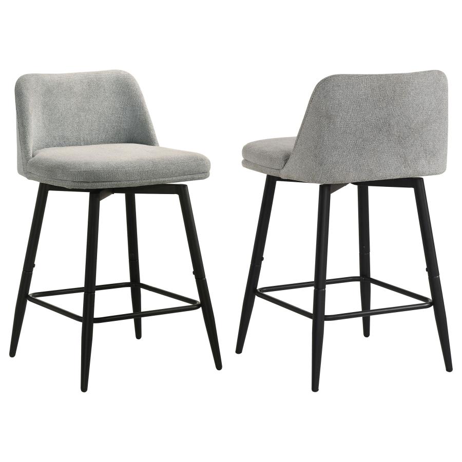 Mellor Fabric Upholstered Swivel Counter Chair Grey (Set of 2) | Full | Grey | Grey / Matte Black | 193999LGR