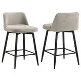 Mellor Fabric Upholstered Swivel Counter Chair Slate Brown (Set of 2) | Full | Brown | Slate Brown / Matte Black | 193999STN