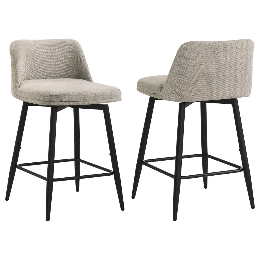 Mellor Fabric Upholstered Swivel Counter Chair Slate Brown (Set of 2) | Full | Brown | Slate Brown / Matte Black | 193999STN