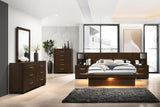 Jessica 4-piece Queen LED Bedroom Set Cappuccino | Eastern King / 6-piece / Option P | 200711KE-S6P