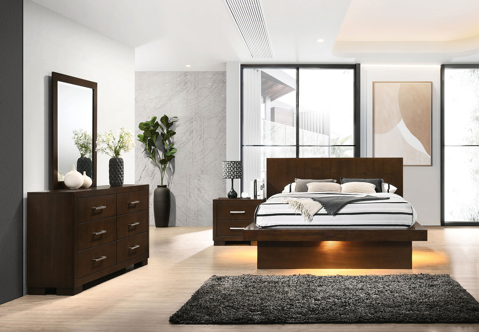 Jessica 4-piece Queen LED Bedroom Set Cappuccino | Queen / 4-piece / Standard | 200711Q-S4