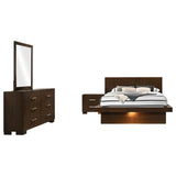 Jessica 4-piece Queen LED Bedroom Set Cappuccino | Gallery | 200711Q-S4 200711KE-S4 200711Q-S5 200711Q-S5P 200711KE-S5 200711KE-S5P 200711Q-S6P 200711KE-S6P