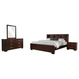Jessica 4-piece Queen Bedroom Set Cappuccino | Gallery | 200719Q-S4 200719KE-S4 200719KW-S4 200719Q-S5 200719KE-S5 200719KW-S5