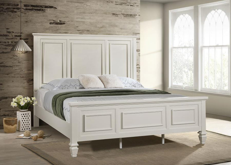 Sandy Beach 63-inch Wood Panel Bed Cream White