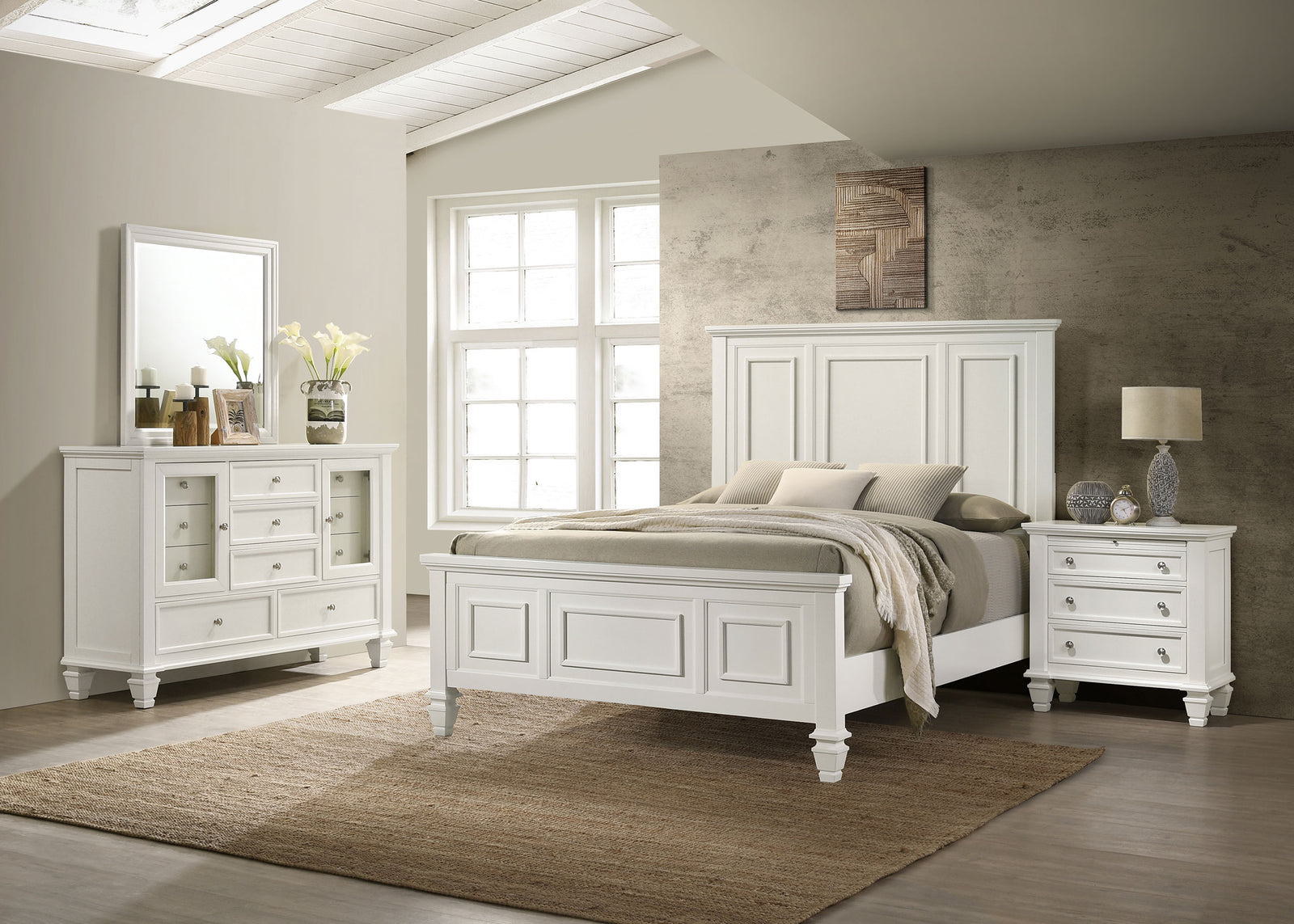 Sandy Beach 4-piece Queen Bedroom Set Cream White | Queen / 4-piece / 201301Q-S4 | 201301Q-S4