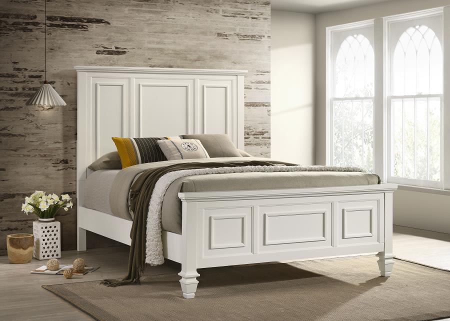 Sandy Beach Wood Queen Panel Bed Cream White | Queen | Ivory | Cream White | 201301Q