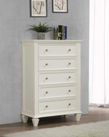 Sandy Beach 5-drawer Bedroom Chest Cream White | Full | Ivory | Cream White | 201305