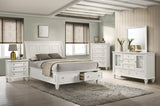 Sandy Beach Wood Queen Storage Panel Bed Cream White | Queen | Ivory | Cream White | 201309Q