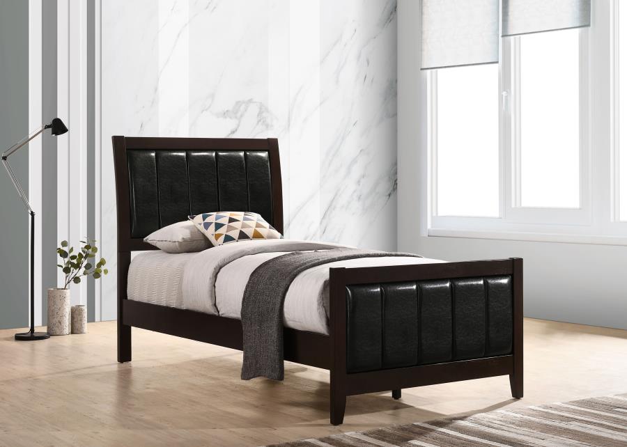 Carlton Wood Twin Panel Bed Cappuccino | Twin | Brown | Cappuccino | 202091T