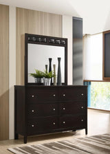 Carlton 6-drawer Dresser with Mirror Cappuccino | Brown | Cappuccino | 202093M