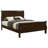 Louis Philippe Wood Queen Sleigh Bed Cappuccino | Brown | Cappuccino | 202411Q