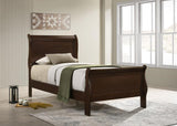 Louis Philippe Wood Twin Sleigh Bed Cappuccino | Twin | Brown | Cappuccino | 202411T