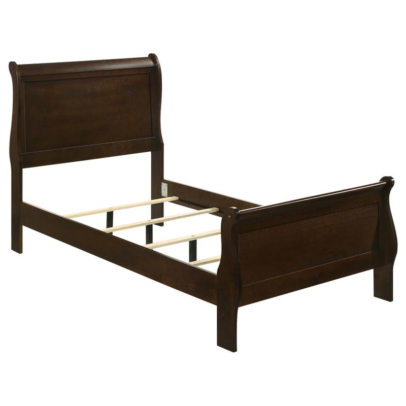 Louis Philippe Wood Sleigh Bed Cappuccino