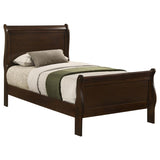 Louis Philippe Wood Twin Sleigh Bed Cappuccino | Twin | Brown | Cappuccino | 202411T