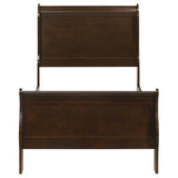 Louis Philippe Wood Twin Sleigh Bed Cappuccino | Twin | Brown | Cappuccino | 202411T
