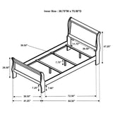 Louis Philippe Wood Twin Sleigh Bed Cappuccino | Twin | Brown | Cappuccino | 202411T