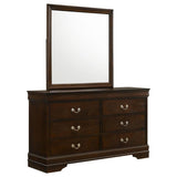 Louis Philippe 6-drawer Dresser with Mirror Cappuccino | Brown | Cappuccino | 202413M