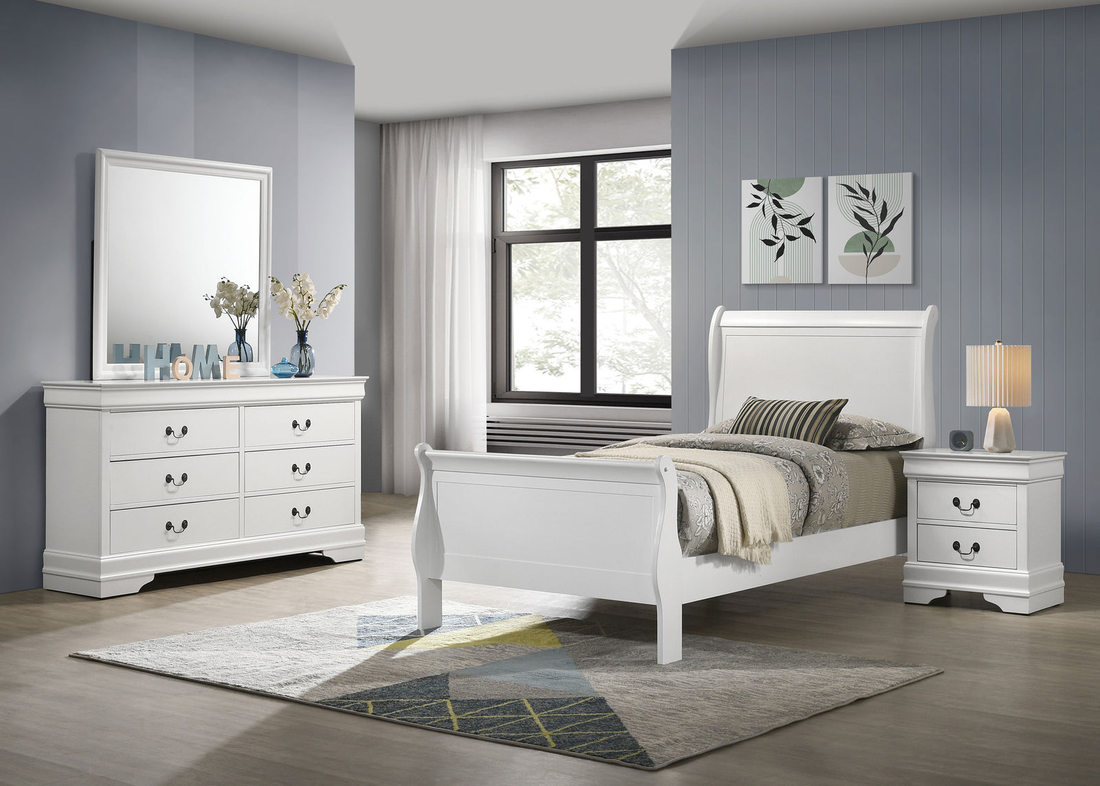 Louis Philippe 4-piece Twin Bedroom Set White | Twin / 4-piece | 202441T-S4