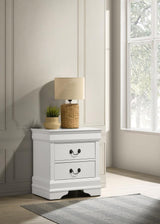 Louis Philippe 2-drawer Nightstand Bedside Table White | White | 202442
