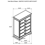 Louis Philippe 5-drawer Bedroom Chest White | White | 202445