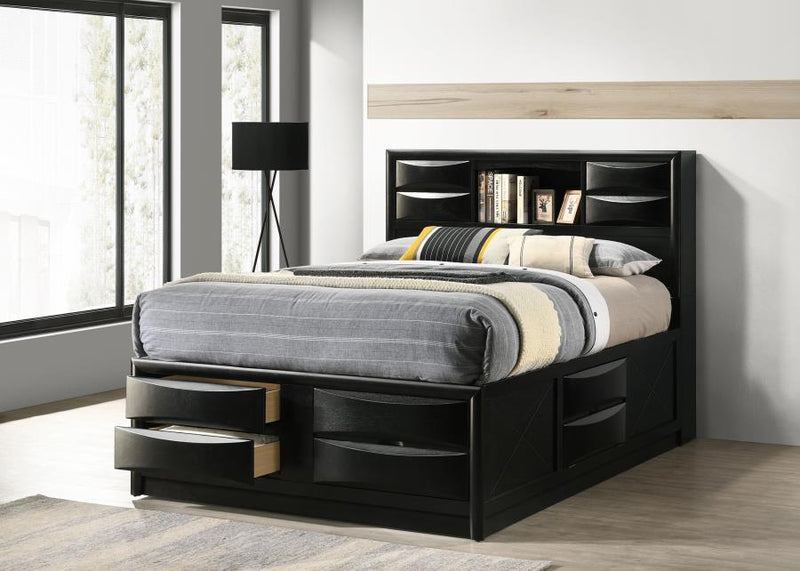 Briana Wood Storage Bookcase Bed Black