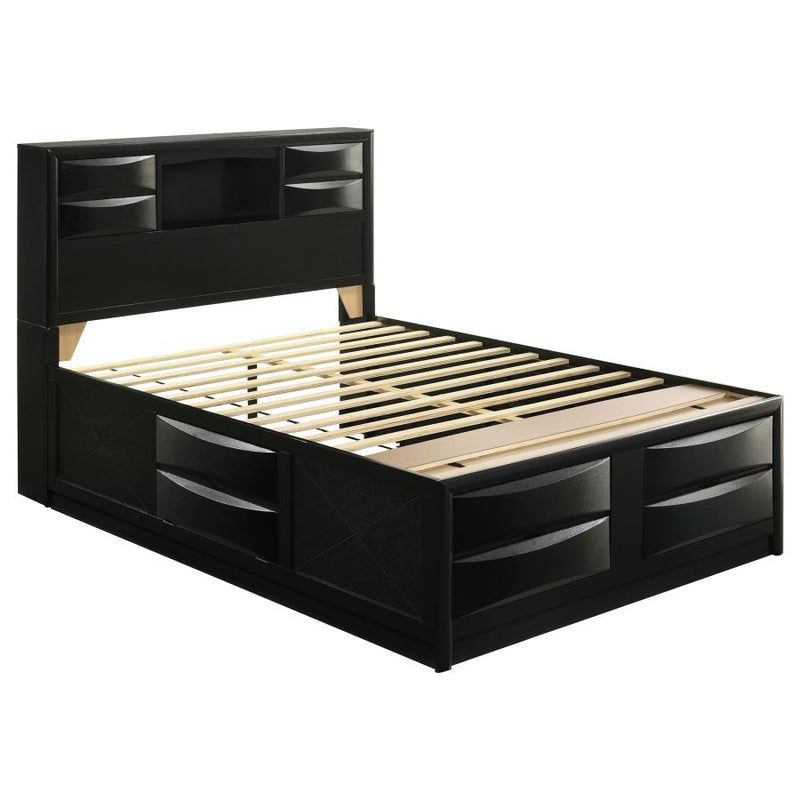 Briana Wood Storage Bookcase Bed Black
