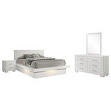 Jessica 4-piece Queen LED Bedroom Set Snow White | Gallery | 202990Q-S4 202990KE-S4 202990Q-S5 202990Q-S5P 202990KE-S5 202990KE-S5P 202990Q-S6P 202990KE-S6P