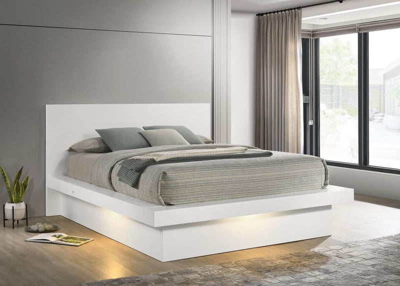 Jessica Wood LED Panel Bed Snow White