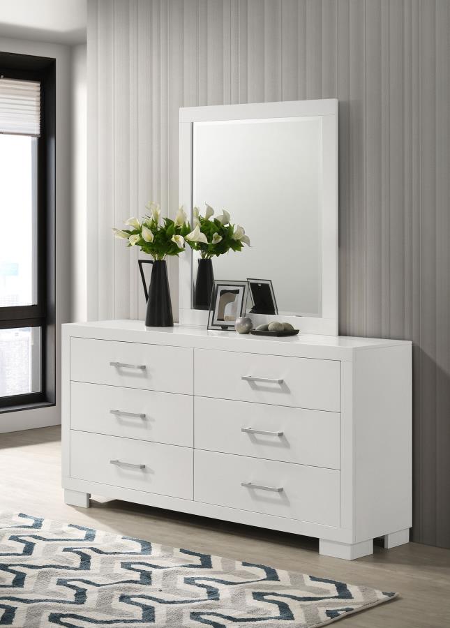 Jessica 6-drawer Dresser with Mirror Snow White | White | Snow White | 202993M