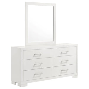 Jessica 6-drawer Dresser with Mirror Snow White